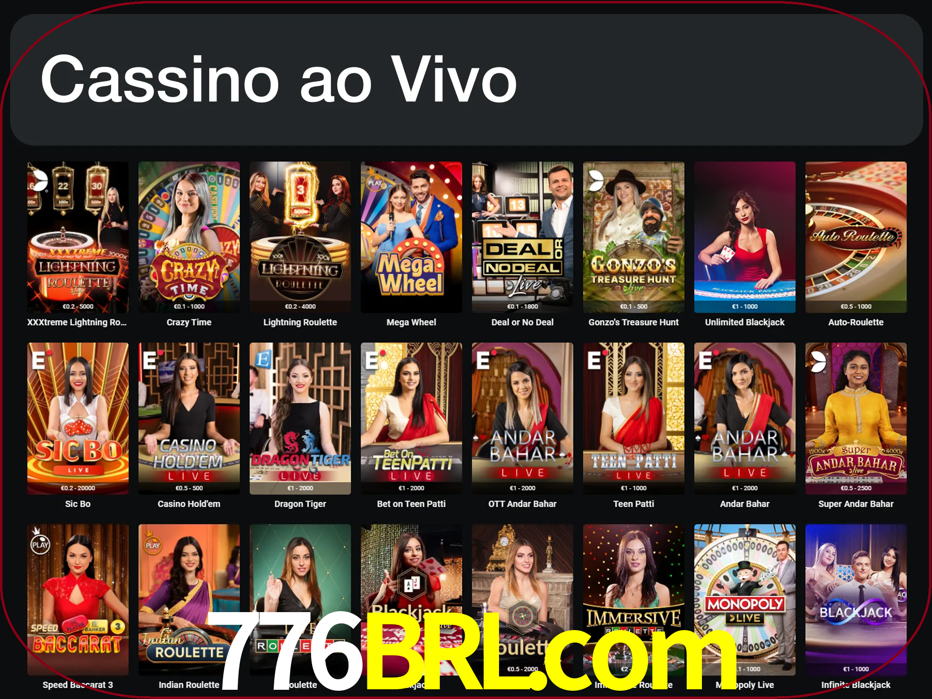 Jogue jogos de cassino com um verdadeiro dealer.