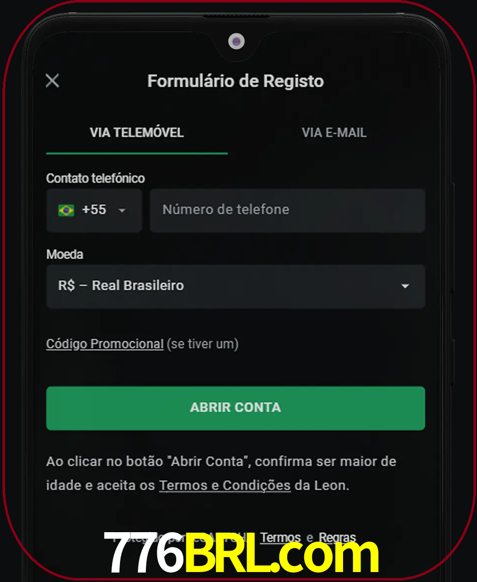 Abra o aplicativo e inicie o processo de registro.