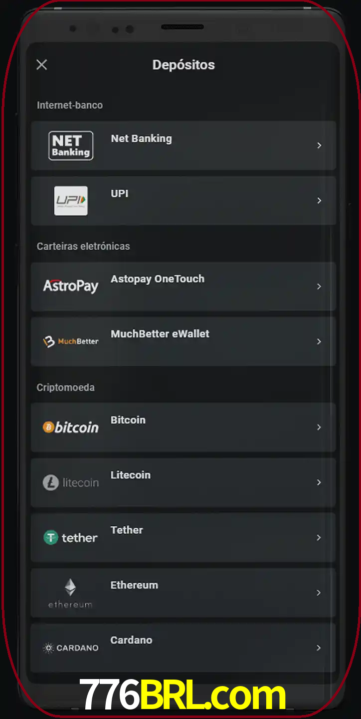 Você pode usar métodos alternativos de depósito.